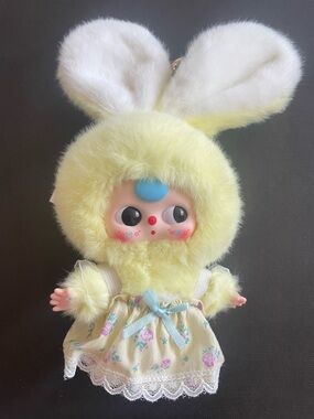 Baby Three Bunny Plush Keychain Yellow Kawaii Doll Bag Charm